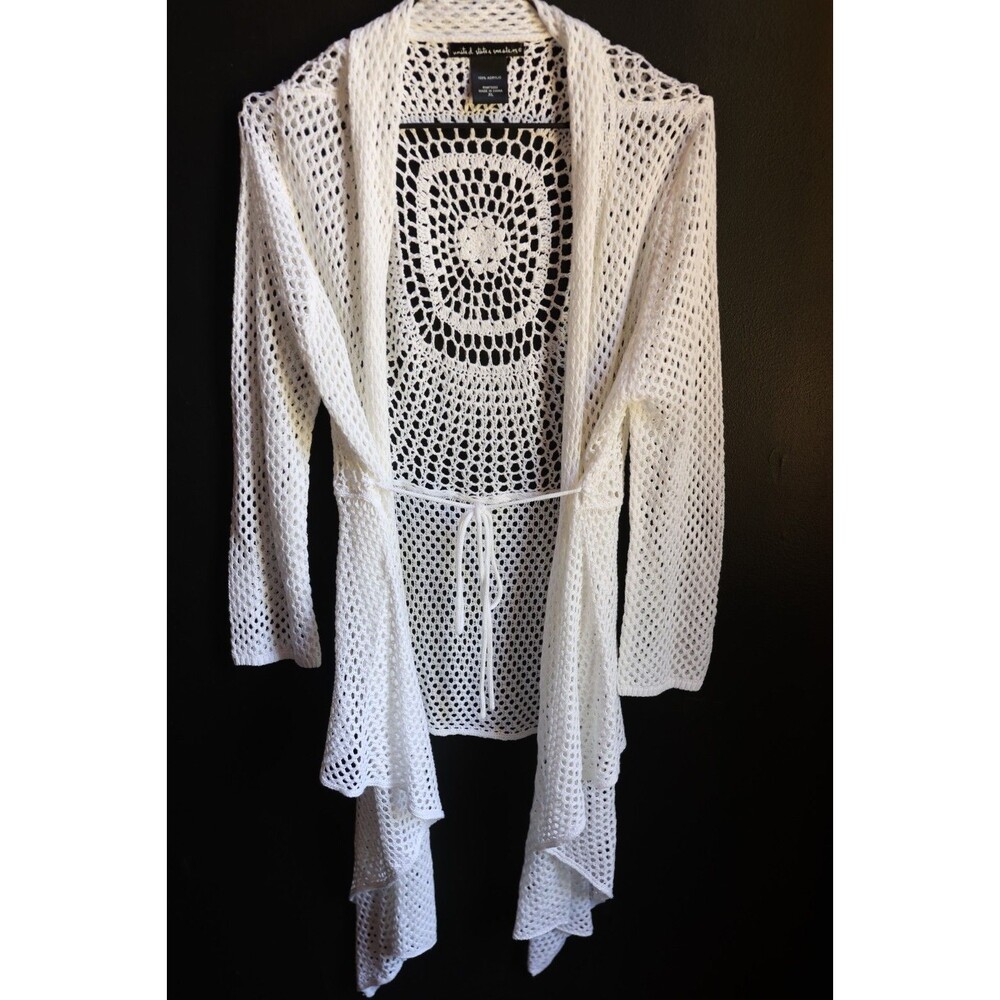 Women's Crochet Knit Asymmetrical Cardigan Beachy Fairy Cottagecore Festival XL